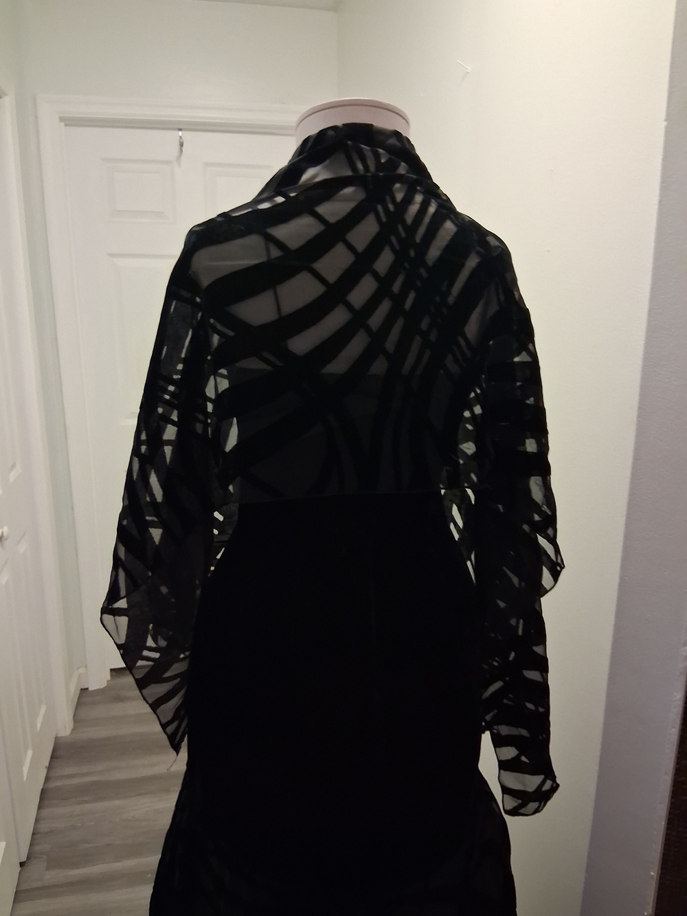 Cache Black Velvet & Sheer Asymmetrical Slip Dress - Picture 6 of 8
